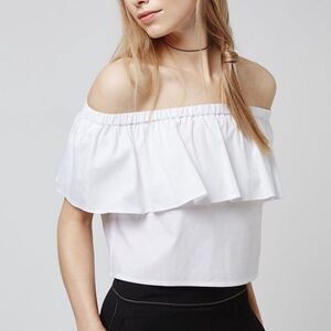 White Off the Shoulder Cropped Top